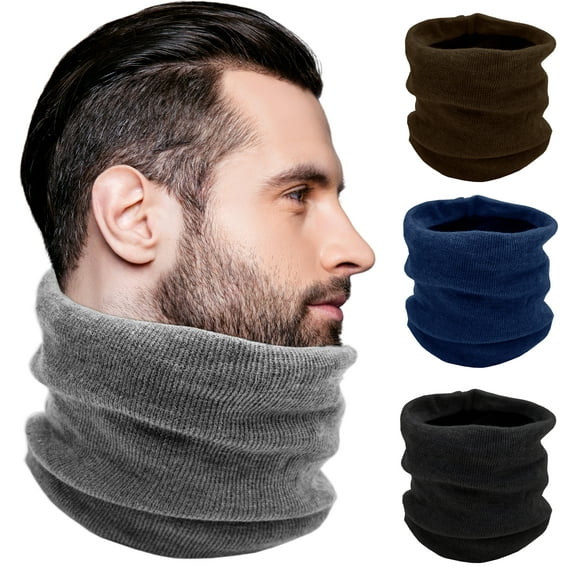 Winter Thermal Neck Gaiter, 4 Pack Fleece Lined Interior Warm Scarf Tube Wrap, Mens Womens Bulk (Assorted)
