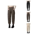 thumbnail image 1 of Winter Thermal Pants Casual Wide Leg Trousers With Drawstring Windproof Lined Outdoor Commute Lightweight Comfort Fit, 1 of 5