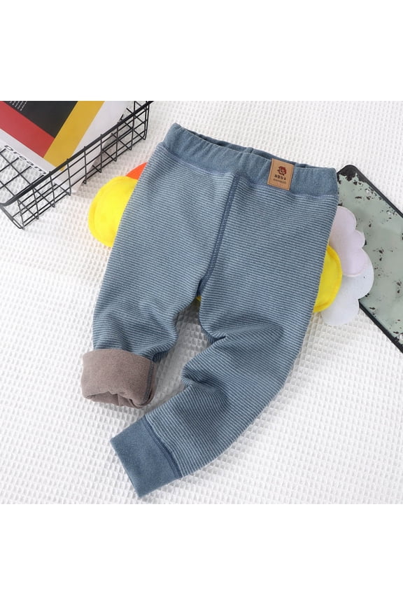 Winter Thermal Pants for Boys Girl Striped Fleece Lined Soft Warm Jogger Leggings Casual Sweatpants Drawstring Workout Sweatpants Gray 90