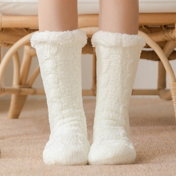 Winter Thermal Socks for Women - Fuzzy, Fleece Lined with Non-Slip Gripper Soles