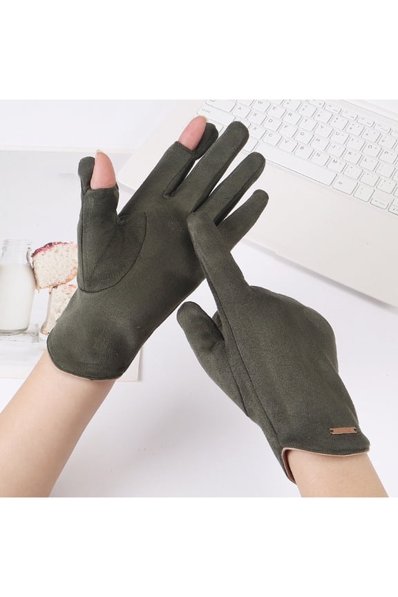 Winter Thermal Touchscreen Lined Windproof Riding Mittens Soft Warm Cycling Cold Weather Comfort, Army Green