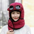 thumbnail image 1 of Winter Thermal Trapper Hat with Glasses Winter Cycling Windproof Ski Mask Cap, 1 of 9