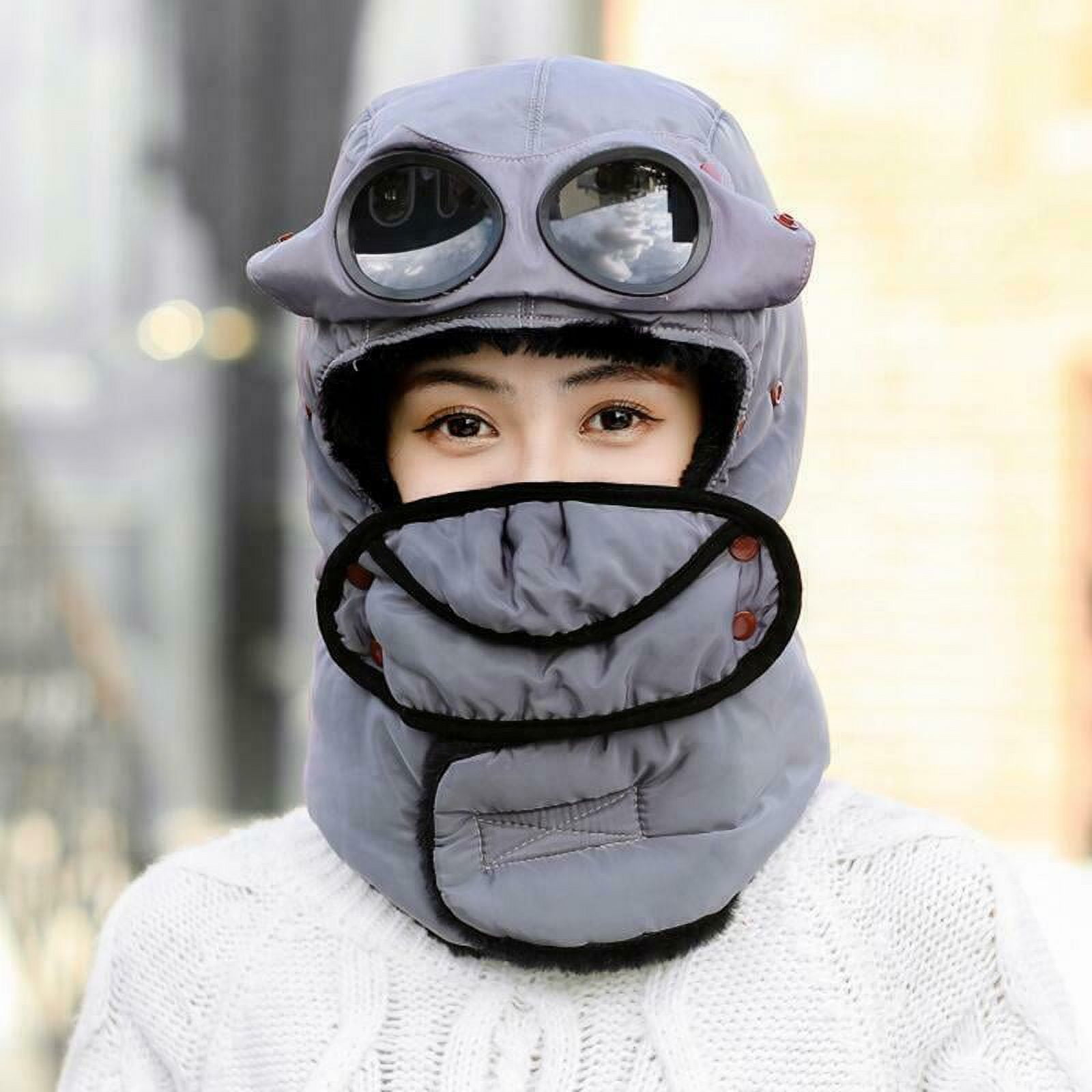 Winter Thermal Trapper Hat with Glasses Winter Cycling Windproof