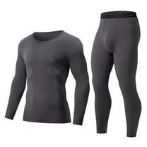 Winter Thermal Underwear Men Long Johns Set Ultra-Soft with Fleece Lined Base Layer Skiing Warm Top & Bottom Dark Gray M