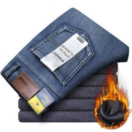HAORUN Men Thermal Fleece Lined Jeans Winter Warm Slim Fit