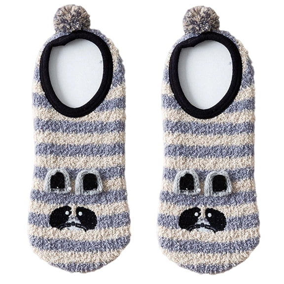 Winter Thermally Nonslip Silicone Grip Sock For Women Comfortable Home Sleep Wear With Thick Coral Fleece Lining