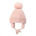 thumbnail image 1 of Winter Thick Baby Hat Big Pompom Beanie with Earflap Wool Plush Children Knitted Cap for Girls Boys Warm Kids Accessories 2-8T (Pink,2-8T), 1 of 7