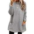 thumbnail image 1 of Winter Thick Fleece Sweatshirt For Women Long Sleeve Crewneck Tunics Top Thermal Pullover with Pockets Fuzzy Outerwear, 1 of 8