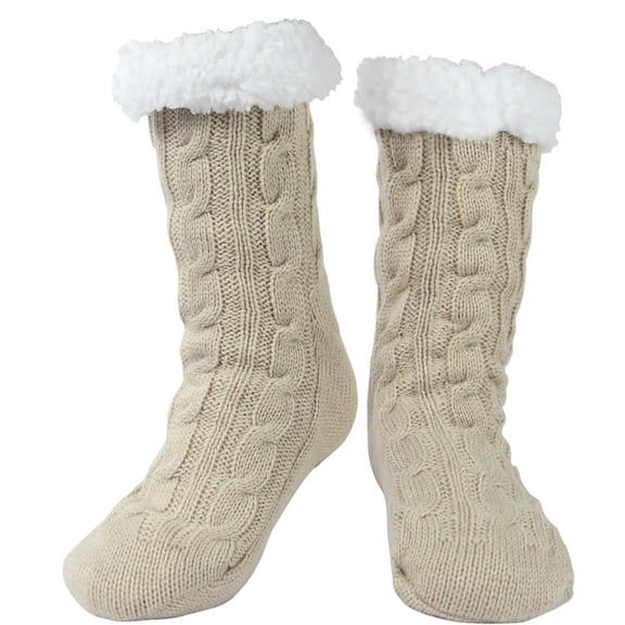 Winter Thick Fuzzy Slipper Socks for Women Warm Cozy Soft Fleece-Lined Grip Socks Slipper Non Slip Cute Wife House Comfy Sherpa Socks Christmas Holiday Gift Red