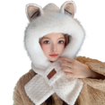 thumbnail image 1 of Winter Thick Hat And Scarf With Ear Design Warm And Earflap Cap For Cold Weather Ideal For Autumn And Winter Multifunctional Hooded Scarf Hat, 1 of 3