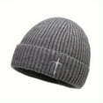 thumbnail image 1 of Winter Thick Knitted Hat For Men And Women Embroidered Design Warm And Breathable Oversized Fit Cold Weather Cap Flannel Hats for Men Rabbit Ears Hat Men Cold Proof Hat Women Trapper Hat Insulated, 1 of 2