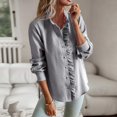 thumbnail image 1 of Striped Long Sleeve Shirt Fashion Ruffle Design Button Up Tops Casual Office Blouse Elegant Commuting Women's Clothing, 1 of 11