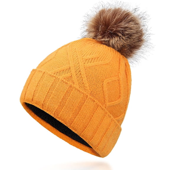 Winter Thick Solid Color Flipped Brim Knit Hat - Casual Warm Pull-On Head-Covering Versatile Cold Weather Cap for Adults,Winter Hats for Women ,Size:One Size