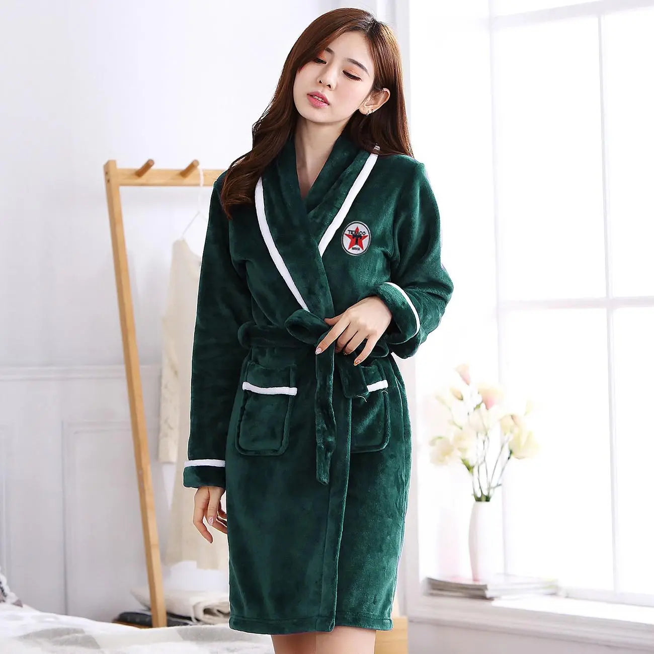 Winter Thick Warm Female Coral Fleece Kimono Robe Lovers Couple