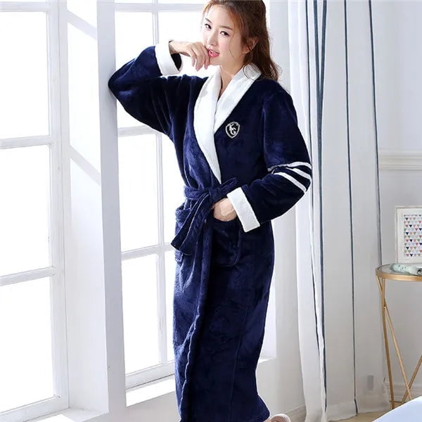 Winter Thick Warm Female Coral Fleece Kimono Robe Lovers Couple