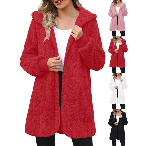 Winter Thicken Jackets for Women Oversized Hooded Long-sleeved Solid Color Mid-length Casual Warm Coat
