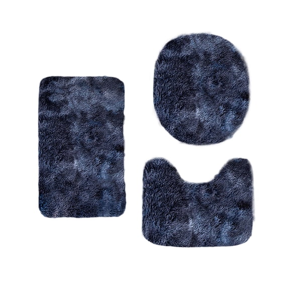 Winter Thickened 3-Piece Bathroom Mat Set, P Mixed Color Bath Rugs with Toilet Lid Cover, Non-Slip Soft Absorbent Washable Floor Mats for Bathroom Decor (Dark)
