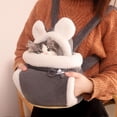 thumbnail image 1 of Winter Thickened Cat Front Carrier Backpack - Soft Pet Bag with Hand Warmer, Portable Chest-Mounted Cats Puppies Bag, Cozy Breathable Design for Outdoor Travel & Daily Walks, 10.24*7.87*9.84in, Gray, 1 of 6