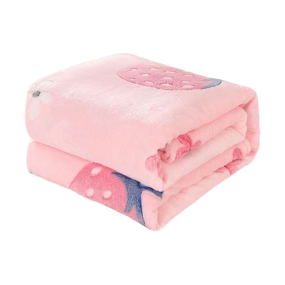 Throw Blanket Pink for Kids - with Cute Strawberry Decor,Soft Throw Home Decor for Girls Women, Cozy Fruit Pattern Blankets for Couch Bed,(59x39)