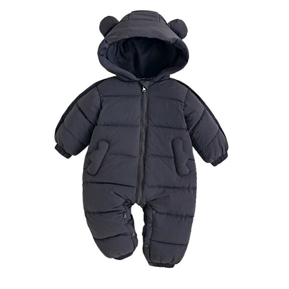Winter Thickened Warm Boys Romper Jumpsuit Padded Outfit for Baby Crawling and Outdoor Activities 0-1 Year Old