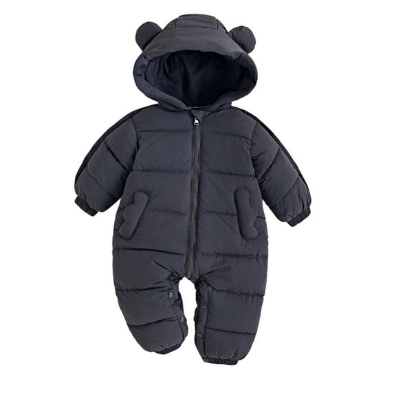 Winter Thickened Warm Boys Romper Jumpsuit Padded Outfit for Baby Crawling and Outdoor Activities 0-1 Year Old