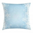 thumbnail image 1 of Winter Throw Pillow Cushion Cover, Abstract Christmas Themed Snowflake Pattern on the Soft Colored Backdrop Image, Decorative Square Accent Pillow Case, 24 X 24 Inches, Pale Blue White, by Ambesonne, 1 of 2