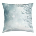 thumbnail image 1 of Winter Throw Pillow Cushion Cover, Christmas Image Snow and Frosted Tree Snowflakes Winter Season Illustration, Decorative Square Accent Pillow Case, 18 X 18 Inches, Slate Blue White, by Ambesonne, 1 of 2