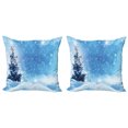thumbnail image 1 of Ambesonne Winter Throw Pillow Cover 2 Pack, Frozen Pine Snowflakes, 18", Blue White, 1 of 2