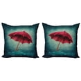 thumbnail image 1 of Ambesonne Teal Throw Pillow Cover 2 Pack, Retro Autumn Umbrella, 20", Teal, 1 of 2