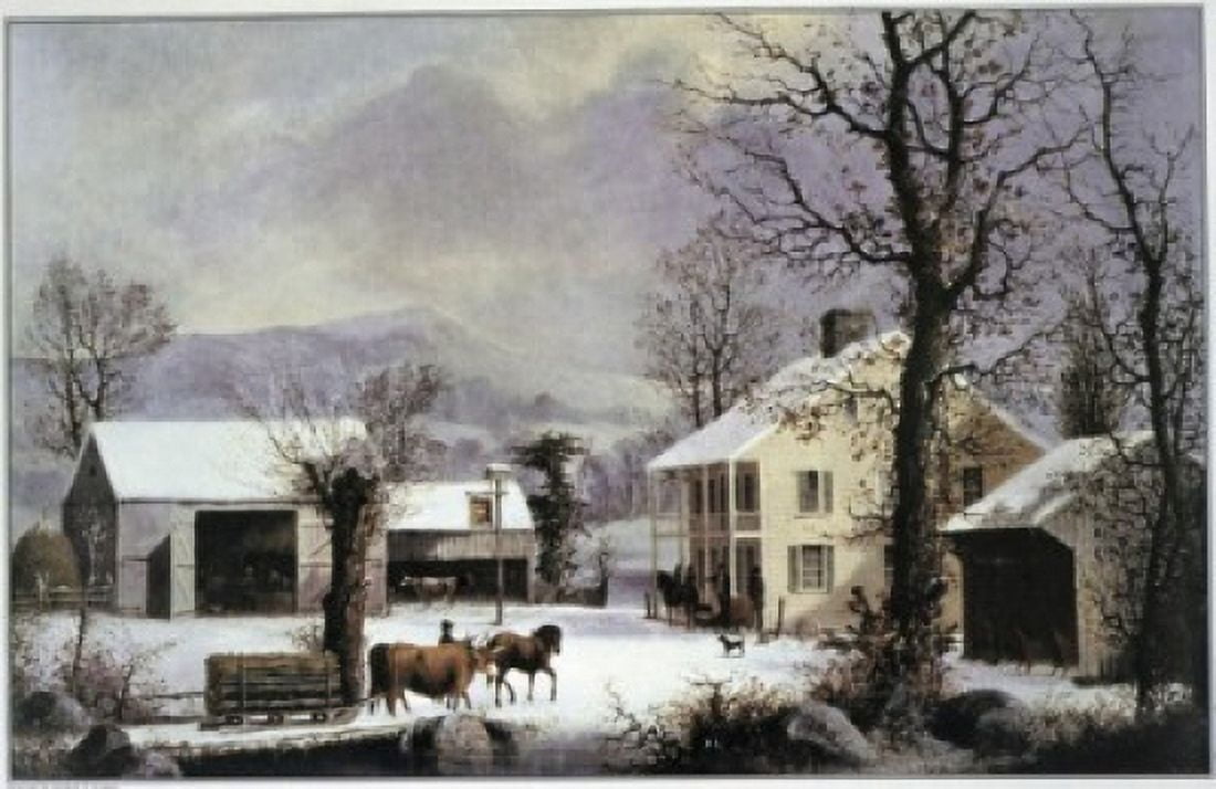 Winter Time at Jones Inn Currier & Ives (1834-1907 American) Lithograph Canvas Art - Currier & Ives (18 x 24)