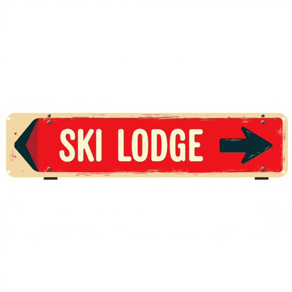 Winter Tin Sign 16x4 Inch Ski Lodge Design - Great for Cabin, Patio, Outdoor Winter Decor