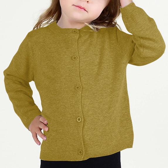 Winter Toddler Boys and Girls Warm Coats Crewneck Cardigan Solid Cotton Long Sleeve Button Sweater Uniform Sweaters For Little Girls