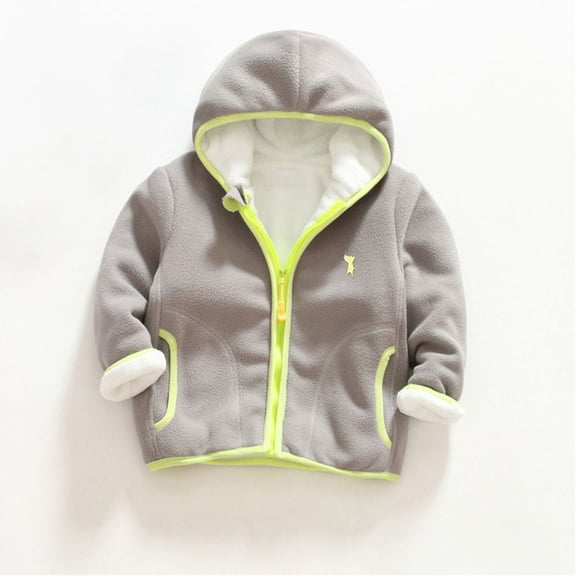Winter Toddler Girls and Boys Warm Jackets Fashion Solid Color Cute Plush Thickening Keep Warm Zipper Hoodie Coat
