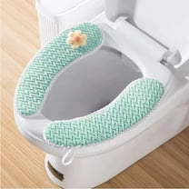 Winter Toilet Seat Cover - 2-Pack Thickened Knitted Cushion with Handle, Soft & Breathable for Round/Rectangular Toilets, Removable Washable Seat Pad (13.39x3.15in,Green)