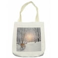 thumbnail image 1 of Winter Tote Bag, Snowy Leafless Trees and Benches in the City Park Sunset Woodland Outdoors, Cloth Linen Reusable Bag for Shopping Books Beach and More, 16.5" X 14", Cream, by Ambesonne, 1 of 2