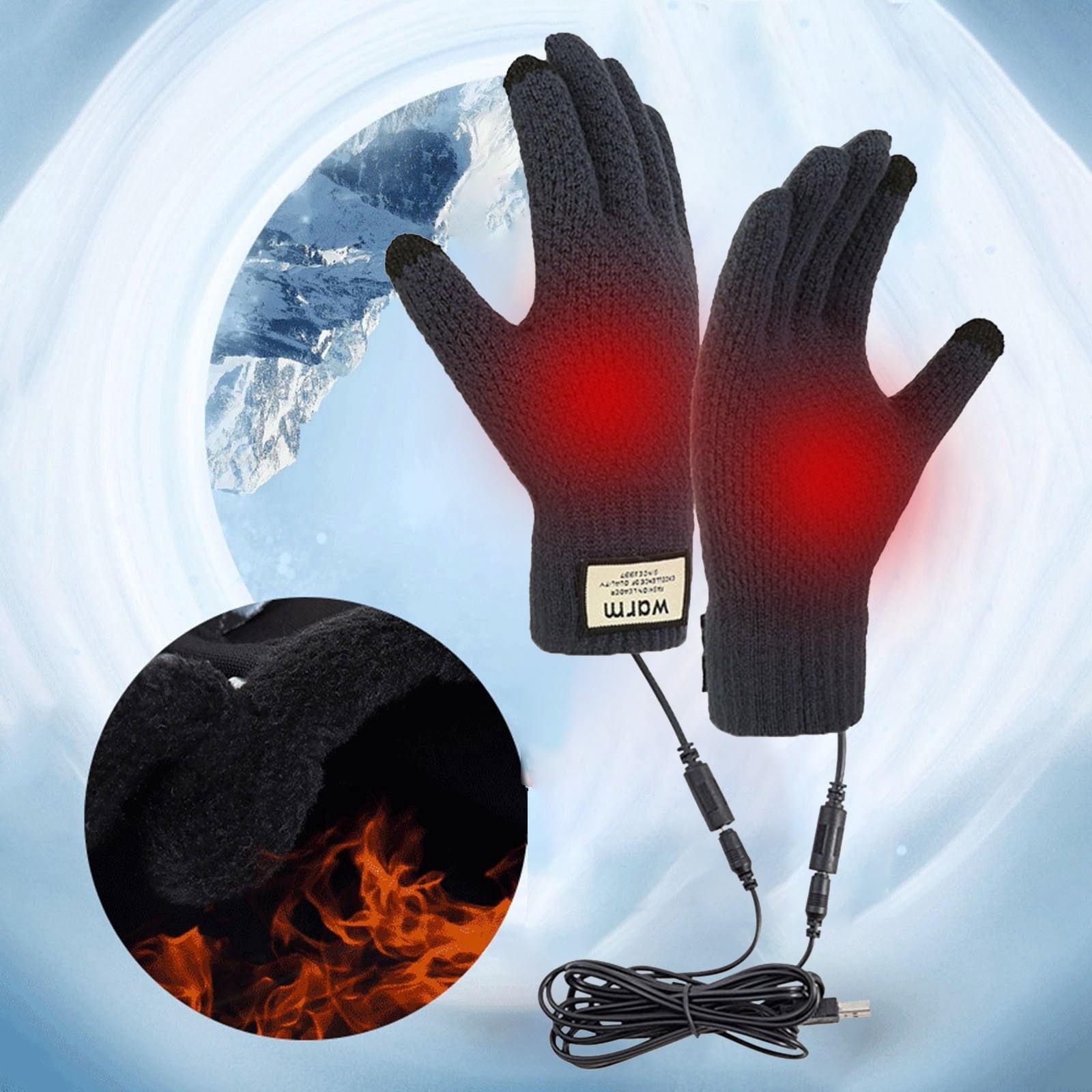 Winter Touch Screen Gloves for Men and Women,USB Heated Electric Heating Gloves with Fast Warm Technology,Anti- Thermal Knitted Gloves for Outdoor Activities,Skiing,Cycling,Hiking,Runningï¼95Â°Fï¼