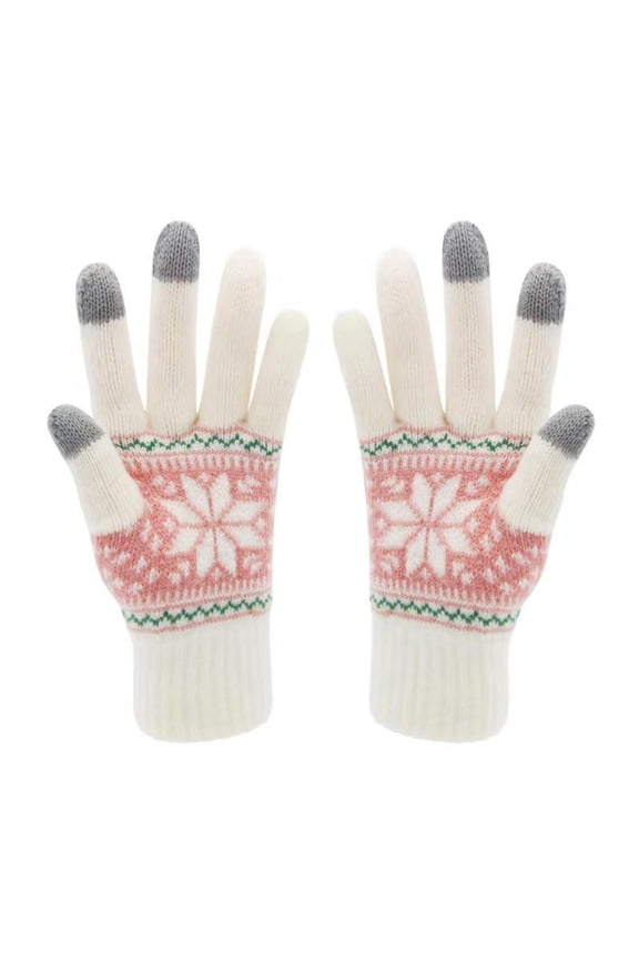 Winter Touch Screen Gloves – Snow Flower Printing, Keep Warm for Women and Men, Touch Screen Gloves Women, Womens Winter Gloves, Warm Gloves for Women, Wool Gloves Women
