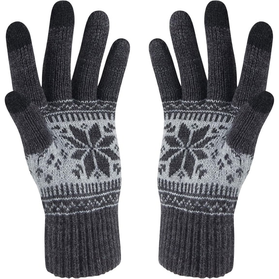 Winter Touch Screen Gloves Snow Flower Printing Keep Warm for Women and Men