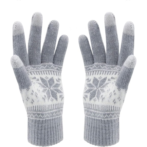 Winter Touch Screen Gloves Snow Flower Printing Keep Warm for Women and Men
