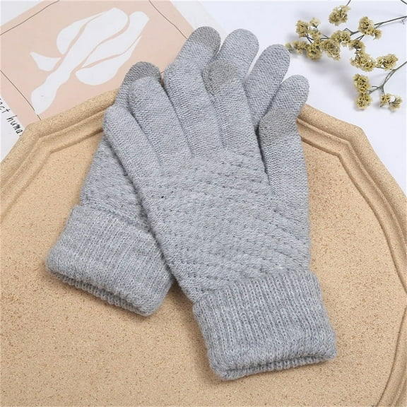 Winter Touch Screen Gloves Women Men Warm Thick Stretch Knit Full Finger Mittens