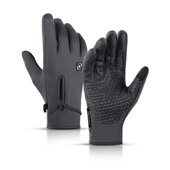 Winter Touch Screen Warm Gloves for Cycling, Premium Thermal Windproof Gloves, Outdoor Sports, Gray, Small