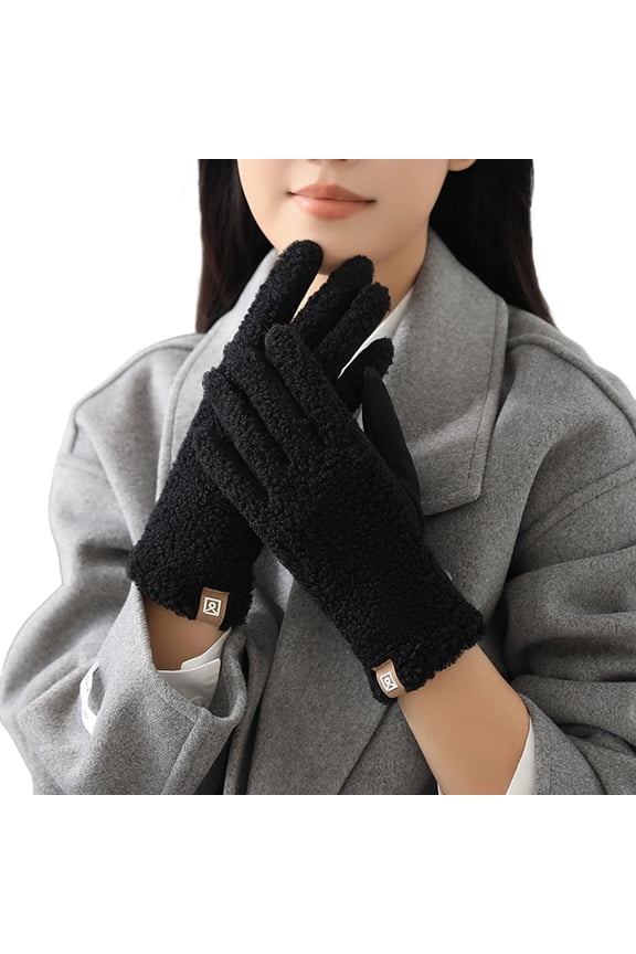 Winter Touches Gloves Women Soft Faux Shearling Thermals Gloves Outdoor Sports Hand Warmth Fashionable Cold Protecting