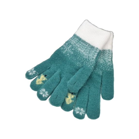 Winter Touchscreen Gloves – Warm Christmas Tree Knit Gloves, Five-Finger Full Coverage, Soft Stretch Gloves for Cycling, Driving, Outdoor Use