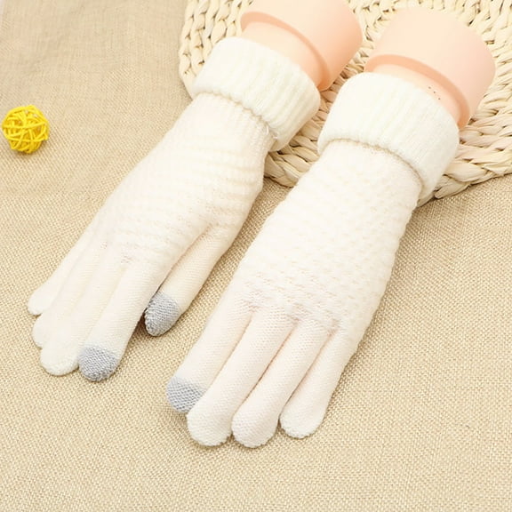 Winter Touchscreen Gloves Warm Knitted Gloves Fleece Lined Gloves Elastic Cuff Winter Texting Gloves for Women Men