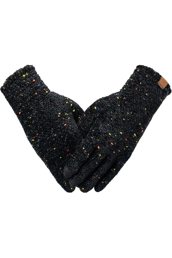 Winter Touchscreen Gloves for Women Chenille Warm Knit with 3  Screen Fingers Texting Elastic Cuff Thermal Glove