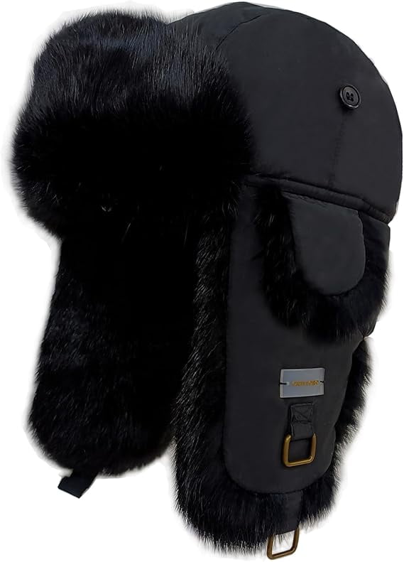 Winter Trapper Hat, Faux Rabbit Faux Fur Knit Russian Ushanka Aviator Warm Ski Hunting Cycling Winter Hats for Men and Women