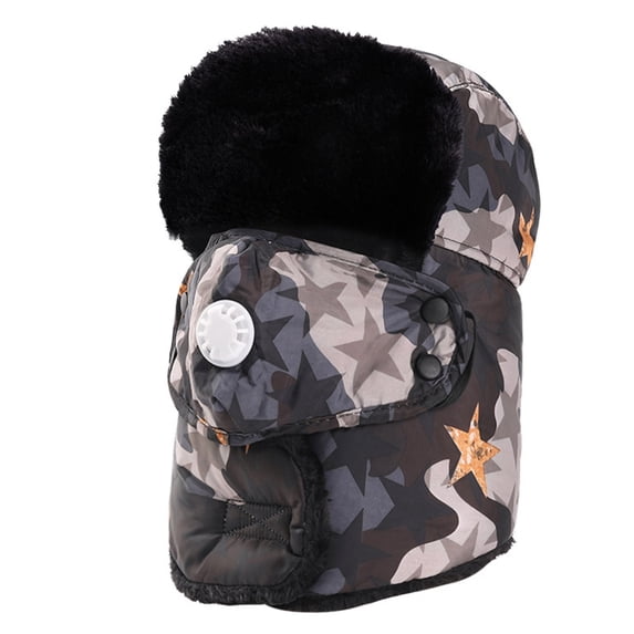Winter Trapper Hat Snow Ski Hats Faux Fur Flat Top Winter Hat Ushanka Style Cold Shield Warm Suedette Skiing Cap Winter Hats with Ear Flaps Outdoor Activities and Daily Blue One Size
