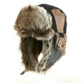 thumbnail image 1 of Winter Trapper Hat for Men Hunting Trooper Ushanka with Ear Flaps Faux Fur Black Medium Large, 1 of 6
