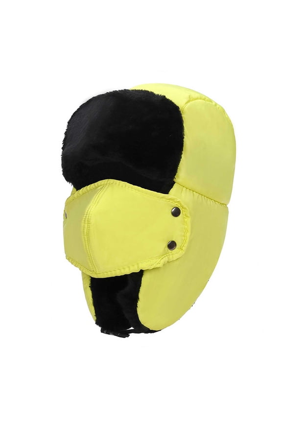 Winter Trapper Hat for Men Women Faux Fur Hunting Hat Windproof Ski Hunting Hat Cap Warm Bomber Hat with Ear Flap Face Mask