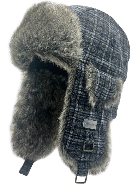 Winter Trapper Hat for Men and Women,Wool Russian Ushanka Aviator Warm Cold Proof Ski Hunting Cycling Winter Hats